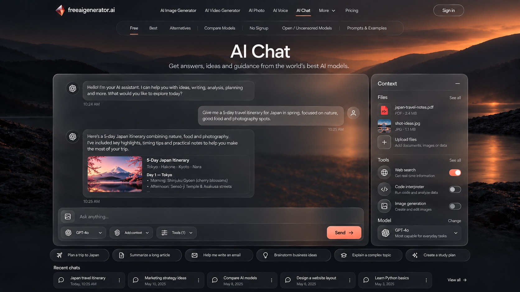 AI chat workspace example